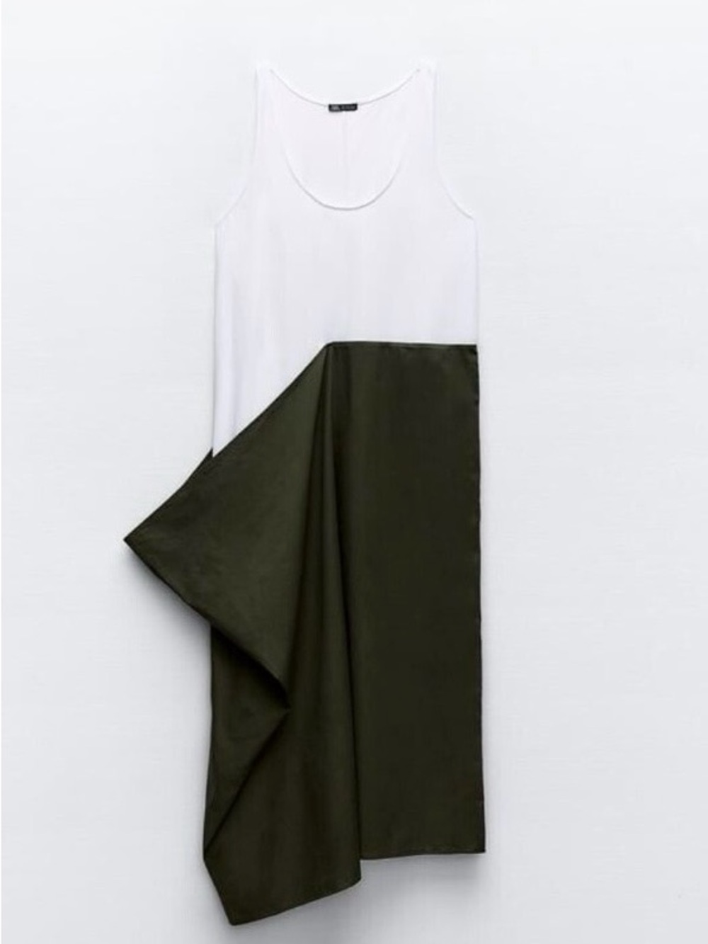 Zara Olive Green & White Two-Tone Maxi Skirt Dress - Picture 8 of 8